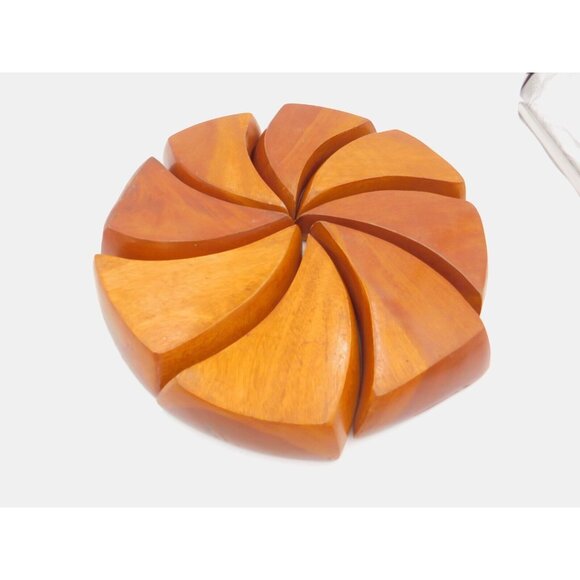 8 Piece Monkey Pod Wooden Set Serving Set Decrotive VINTAGE Hand Carved - Picture 6 of 9